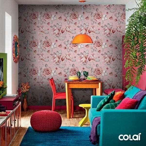 Papel De Parede Adesivo Lavável Flores De Fundo Rosê 12m - 5
