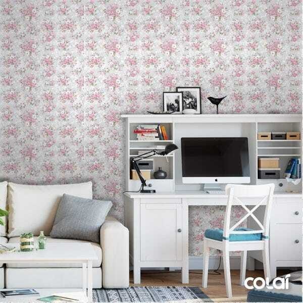 Papel De Parede Adesivo Lavável Floral Rosa 12m - 2