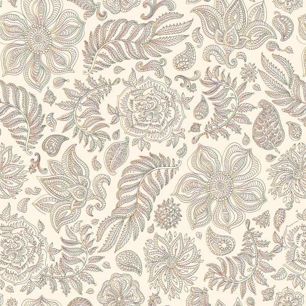 Papel De Parede Adesivo Lavável Flores Detalhadas 12m - 1