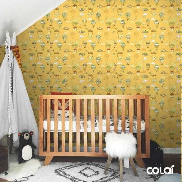 Papel de Parede Lavável Balões de Fundo Amarelo 6m - 3