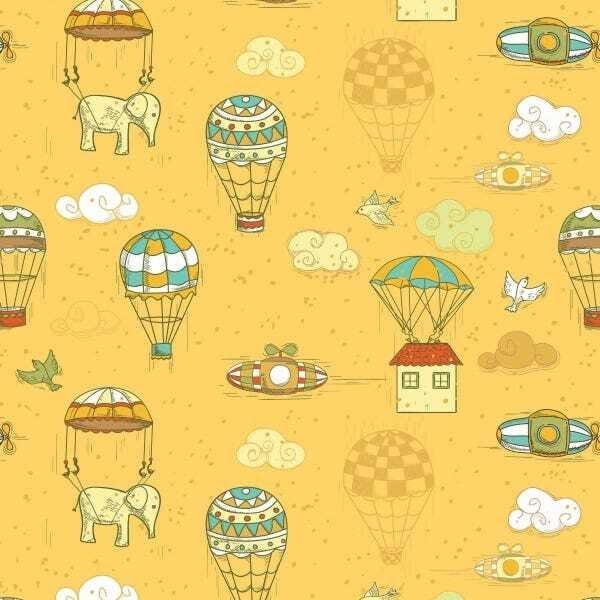 Papel de Parede Lavável Balões de Fundo Amarelo 6m - 1