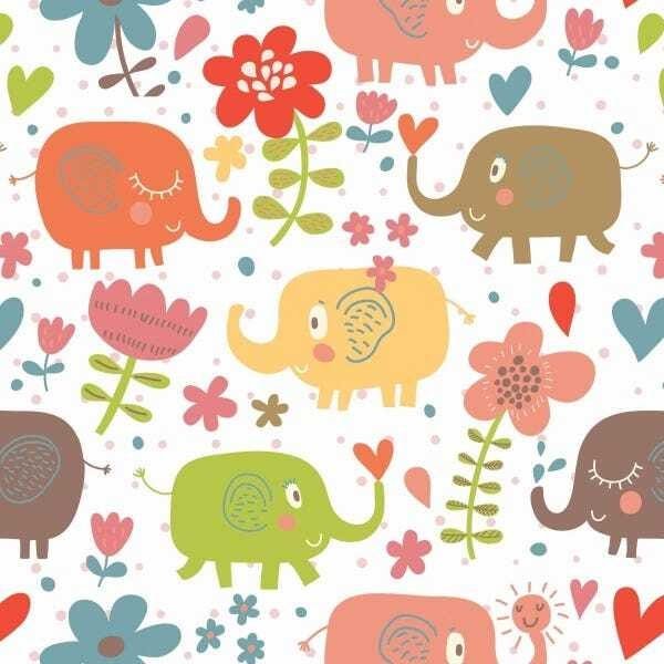 Papel de Parede Adesivo Lavável Elefantes Coloridos 6m - 1
