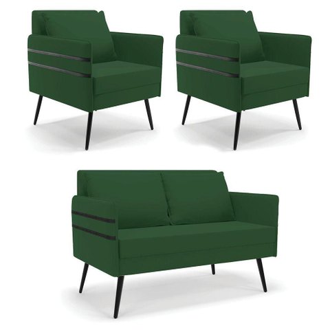 Kit 01 Namoradeira 02 Lugares e 02 Poltronas Verde de Ferro