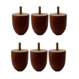 Kit 6 Pé 5cm Madeira Eucalipto Cor Castanho para Sofá, Comada, Rack, Puff, Armário - 1