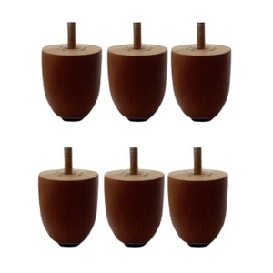 Kit 6 Pé 5cm Madeira Eucalipto Cor Castanho para Sofá, Comada, Rack, Puff, Armário