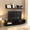 Ver imagem 2 de Rack para TV até 75 Polegadas Tribeca 180cm MDP com Nicho Marrom e Preto Metalig