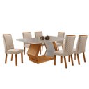 Ver imagem 1 de Mesa de Jantar Alvorada 180cm Tampo Mdf Vidro Canto Copo com 6 Cadeiras Lira