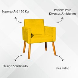 Kit 2 Poltronas Decorativa para Sala Recepção Manicure Consultório Suede - 3