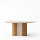 Ver imagem 2 de Mesa para Sala de Jantar com Tampo de Vidro Dacota Marrom/Freijó/Off White