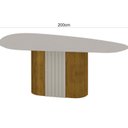 Ver imagem 3 de Mesa para Sala de Jantar com Tampo de Vidro Dacota Marrom/Freijó/Off White