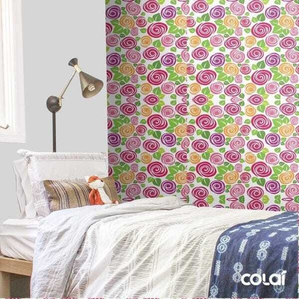 Papel De Parede Adesivo Lavável Flores Geométricas 3m - 3