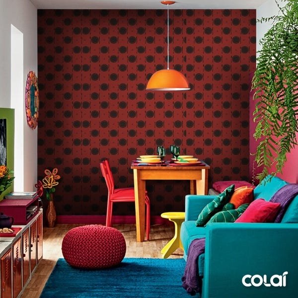 Papel de Parede Lavável Bolinhas Multicoloridas 3m - 5