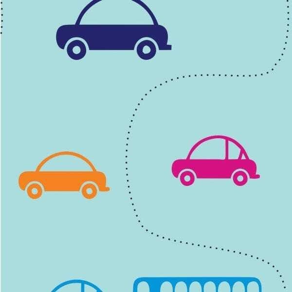 Papel de Parede Adesivo Lavável Carros Fundo Azul 12m - 1