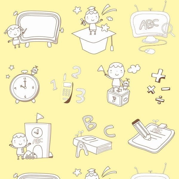 Papel de Parede Adesivo Lavável Apendizado Amarelo 12m - 1