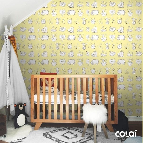 Papel de Parede Adesivo Lavável Apendizado Amarelo 12m - 3