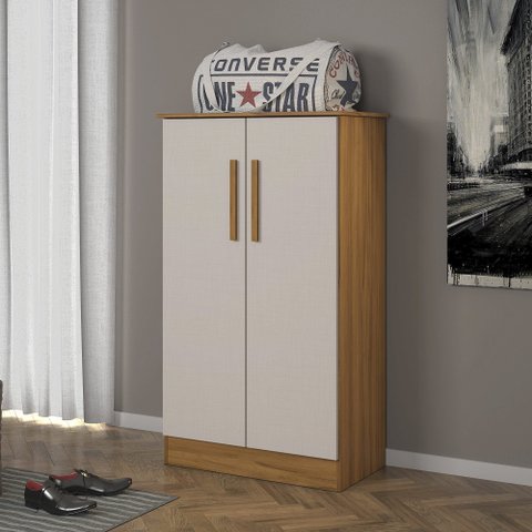 Sapateira 2 Portas 3 Prateleira Cor Freijo/Off White