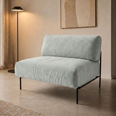 Sofá Modular Industrial Central Basileia 100cm Yescasa Veludo Tx Cinza Prata