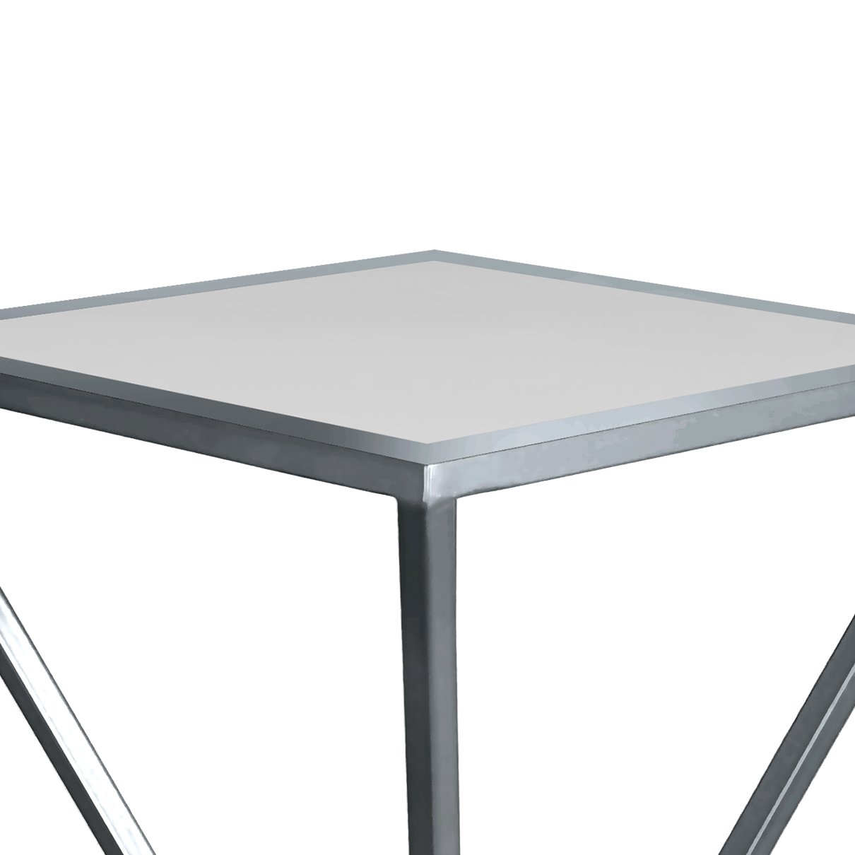 Mesa de Canto Lateral Alta Quadrada para Sala Austria - Prata Branca - 5