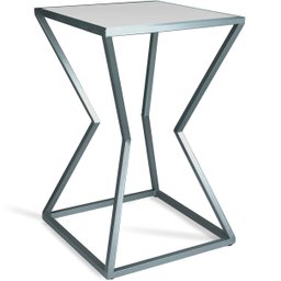 Mesa de Canto Lateral Alta Quadrada para Sala Austria - Prata Branca - 1
