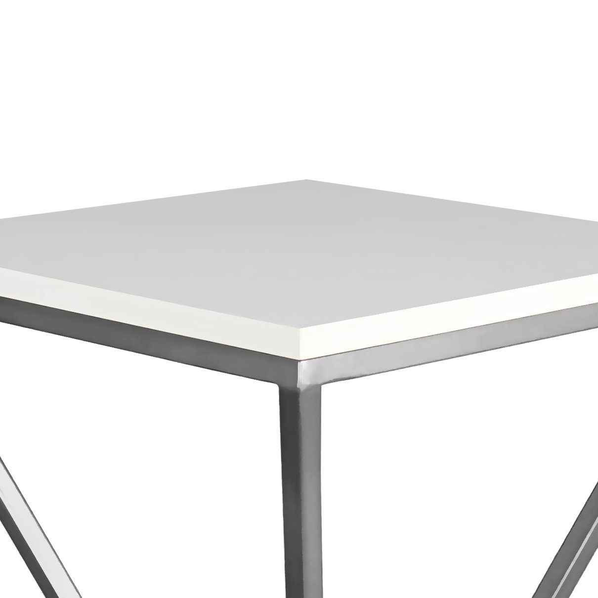 Mesa de Canto Lateral Alta Quadrada para Sala Austria - Prata Branca - 3