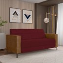 Ver imagem 2 de Sofá Living Decorativo Houston 2 Lugares 200cm Pés em Metal Veludo/ Pu Bordô/ Caramelo G33 - Gran Be