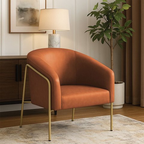 Poltrona Sala Industrial Alta Dourado Stella Sintético Pu D03 - D'rossi