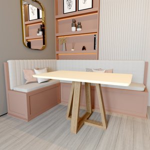 Mesa de Jantar Retangular Manu Base Madeira Maciça 120x77cm - Off White