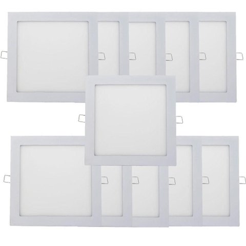 Kit 11 Plafon Painel LED Luminária Downlight 25W Embutir