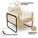 Ver imagem 3 de Poltrona Sala Decorativa Kit 2 Elisa Base Tubular Alta Preta Sintético Pu D03 - D’Rossi