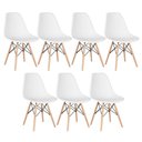 Ver imagem 1 de Kit 7 Cadeiras Charles Eames Eiffel Dsw - Base de Madeira Clara - Branco Multicolorido
