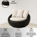 Ver imagem 5 de Poltrona Londres Estofada Luxo Premium Base Giratória e Almofadas Bouclé e Courino Sala Moderna:bouc