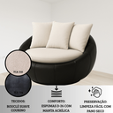 Ver imagem 4 de Poltrona Londres Estofada Luxo Premium Base Giratória e Almofadas Bouclé e Courino Sala Moderna:bouc