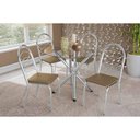 Ver imagem 1 de Conjunto: Mesa de Cozinha Volga C/ Tampo de Vidro 95cm e 4 Cadeiras Holanda Cromada - Courano