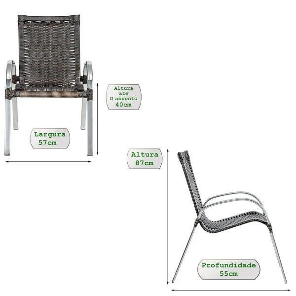 2 Cadeiras Colombia Aluminio Área Jardim Varanda Fibra Sintetica Pedra Ferro - 2