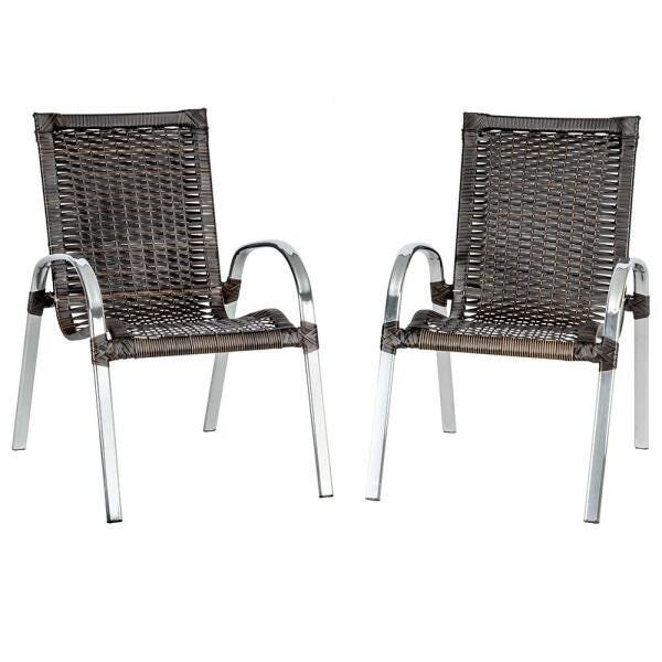 2 Cadeiras Colombia Aluminio Área Jardim Varanda Fibra Sintetica Pedra Ferro - 1