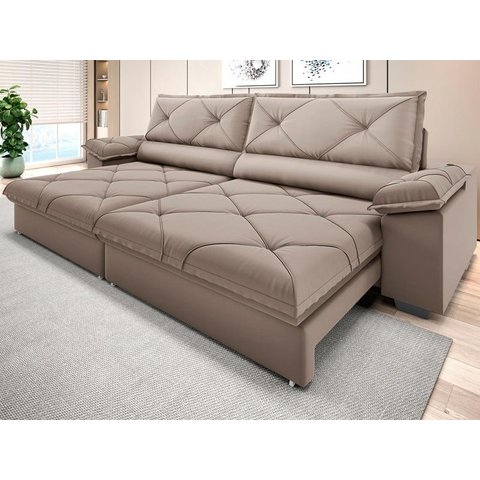 Sofá com Carregador Usb e Molas no Assento Retrátil Reclinável Nice 2,50m Velosuede - Netsofas