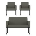 Ver imagem 1 de Kit Sofá 2 Lugares + 2 Poltronas para Recepção Sala Balaqui Cor:cinza Cinza