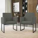 Ver imagem 4 de Kit Sofá 2 Lugares + 2 Poltronas para Recepção Sala Balaqui Cor:cinza Cinza