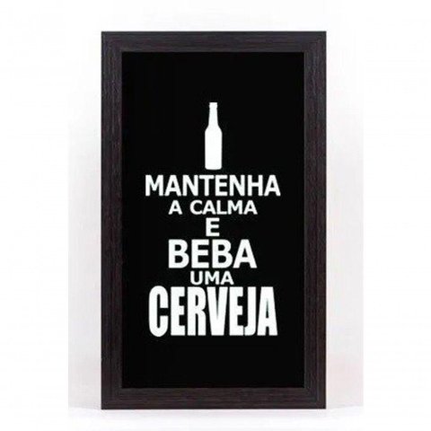 Quadro Porta Tampinhas Pequeno - Mantenha a Calma 1147 Único