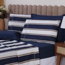 Ver imagem 2 de Jogo de Lençol Beatriz King 4 Peças Percal 180 Fios 100% Algodão Ponto Palito - Azul Marinho