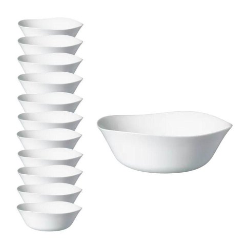 Jogo 12 Bowl de Vidro Opalino Branco Quadrado Tigela Molho Sobremesa 12cm em Casa Tem