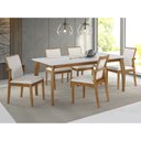 Ver imagem 2 de Mesa de Jantar Retangular 180x90cm Binah Tampo Laqueado com Vidro Base Madeira Maciça