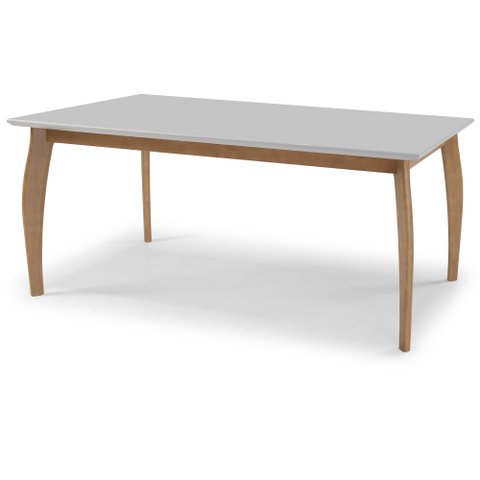 Mesa de Jantar Retangular 180x90cm Binah Tampo Laqueado com Vidro Base Madeira Maciça