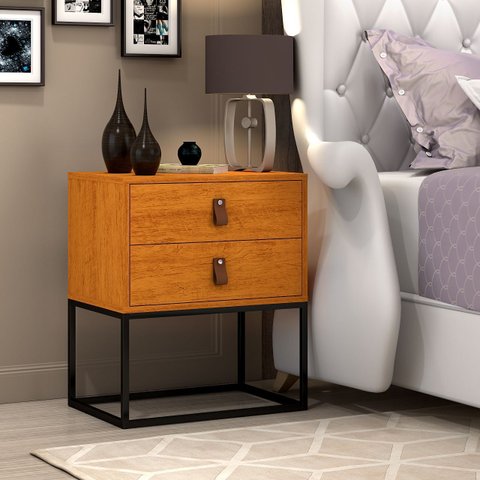 Mesas de Cabeceira Unic 45 com Base Preto:naturale/preto
