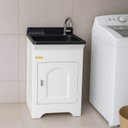 Ver imagem 6 de Tanque com Gabinete Lavar Roupas Preto 20l 46x43x93cm Armário Lavanderia Área de Serviço