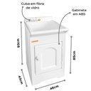 Ver imagem 2 de Tanque com Gabinete Lavar Roupas Preto 20l 46x43x93cm Armário Lavanderia Área de Serviço