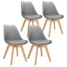 4x Cadeira Charles Eames Leda Design Wood Estofada Base Madeira Cinza - 1