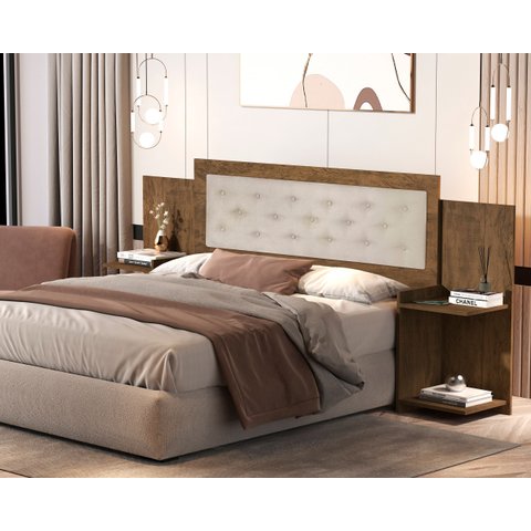 Cabeçeira Casal Box Áustria 100% MDF Multimídias p/ 138/158 cm -com Captone:Castanho