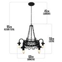 Ver imagem 2 de Lustre Rústico Com Corrente Rococó Para Salas de Estar e Varandas Libertas Rosas Artesanato Preto
