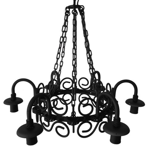 Lustre Rústico Com Corrente Rococó Para Salas de Estar e Varandas Libertas Rosas Artesanato Preto
